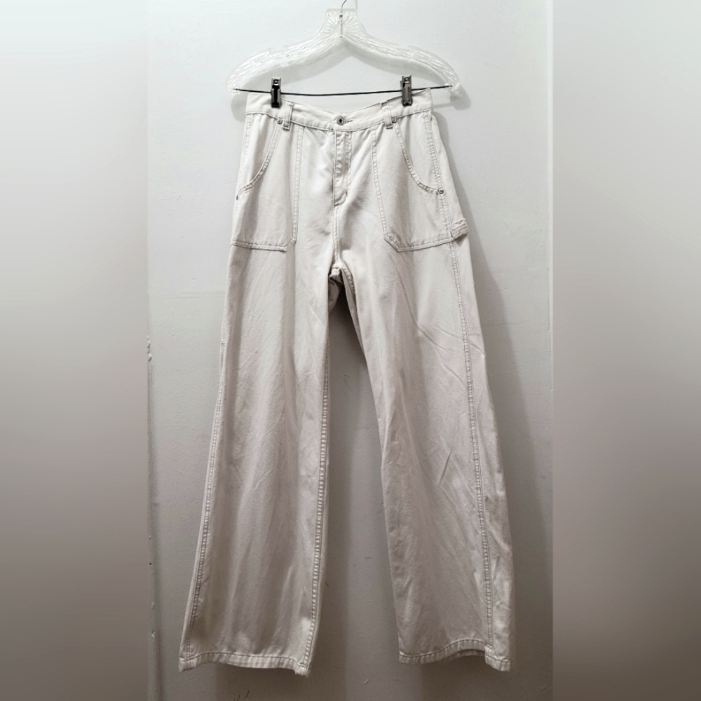 Cream Vintage Express90s Canvas Painters  Carpenter Pants Wide Leg 4